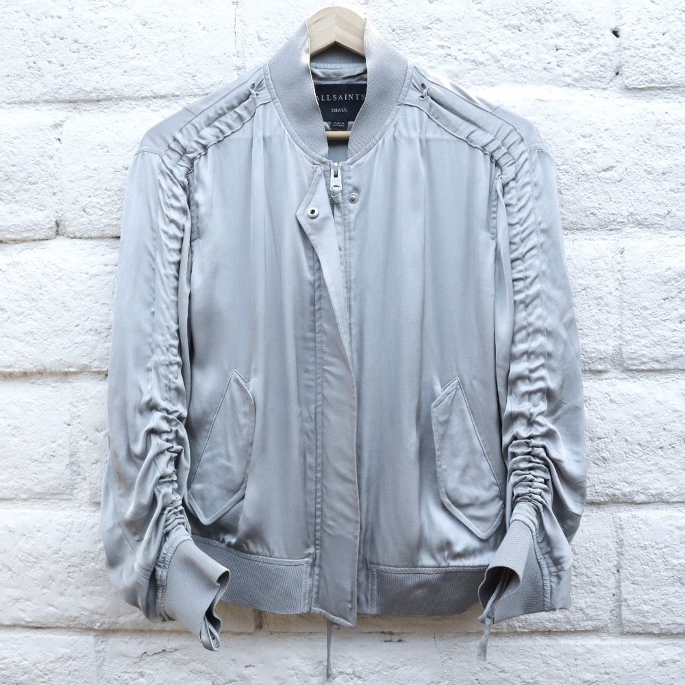Allsaints Ellis Bomber Jacket in Silver Gray